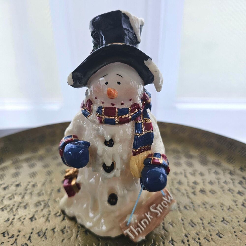 Vintage TJs Christmas Think Snow Snowman Figurine